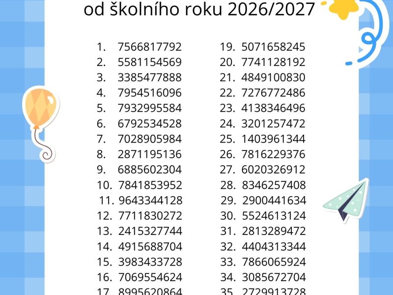 Seznam přijatých dětí pro školní rok 2026/2027